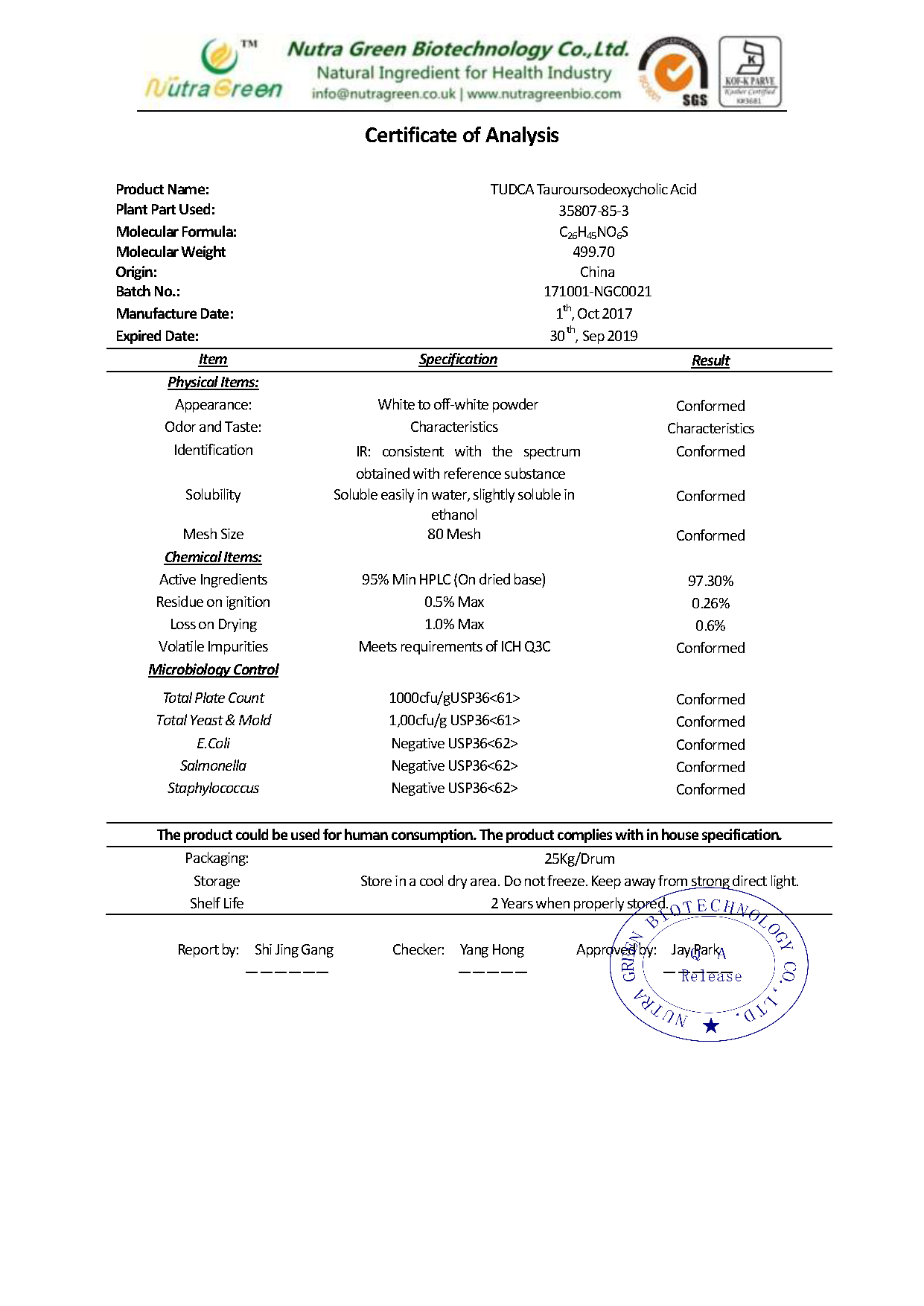 TUDCA -COA